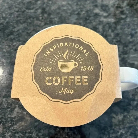 Needzo White Floral Stoneware Faith Symbols Coffee Mug 13 Oz NWT - Picture 3 of 5